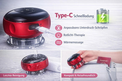 Elektrisches Schröpfgerät 3‑in‑1 – Wärme + Vakuum + Massage  Anti‑Cellulite & Muskelentspannung